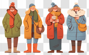 Cartoon People - Winter Fashion Illustration Transparent PNG