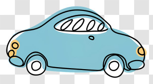 Small Car - Simple Animated Blue Car Illustration Transparent PNG