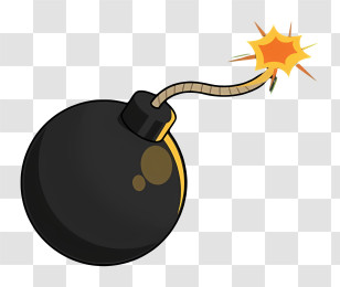 Timer Bomb - Black Bomb With A Lit Fuse In Cartoon Style Transparent PNG