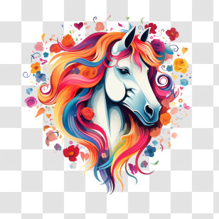 National I Love Horses Day
 - Colorful Horse With Rainbow Mane And Flowers Transparent PNG