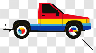 Pickup Truck - Colorful Cartoon Pickup Truck Transparent PNG