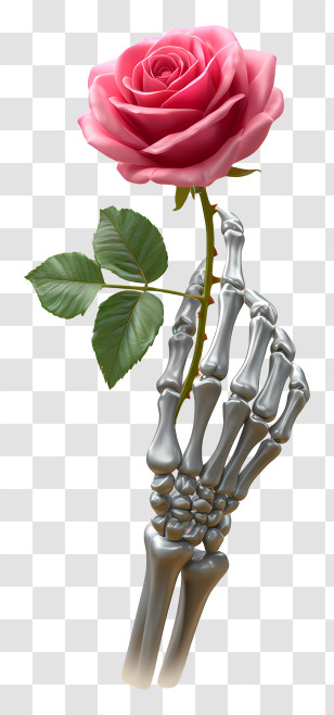Skeleton Hand Holding A Rose - Skeleton Hand Holding Rose Transparent PNG