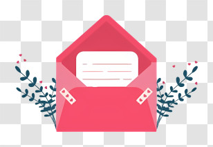 Mail - Red Envelope With Letter Transparent PNG