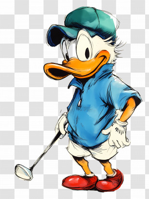 Donald Duck - Cartoon Duck Playing Golf Transparent PNG