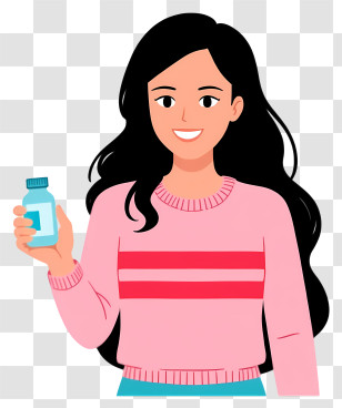 Woman Giving Medicine - Girl Holding A Medicine Bottle Transparent PNG
