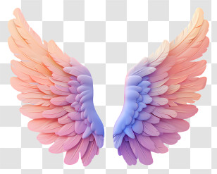 Angel Wings - Pastel-Colored Angel Wings Illustration Transparent PNG