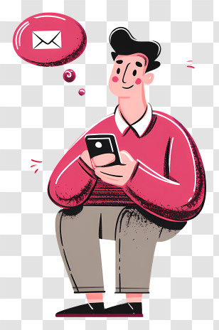 Man Sending Message - Man Checking Phone For Messages Transparent PNG