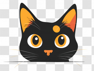 Peeking Cat - Curious Black Cat Illustration Transparent PNG