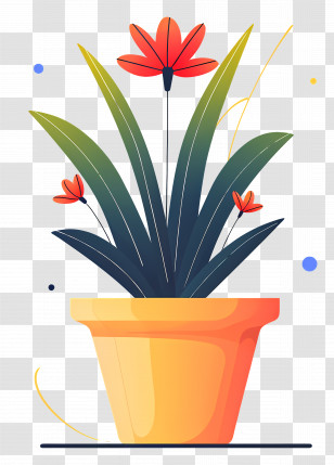 Flower Pot - Potted Plant With Flowers Transparent PNG
