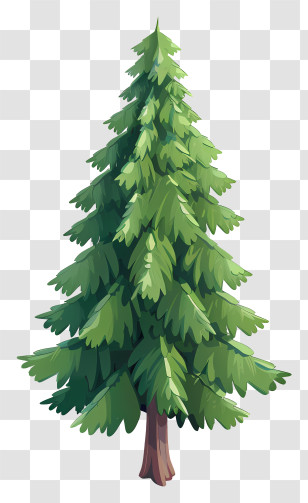 Fir Tree - Illustrated Evergreen Pine Tree Transparent PNG
