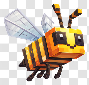 Minecraft Bee - Pixelated Bee With Wings Transparent PNG