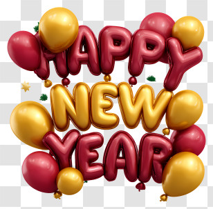 Happy New Year Balloons - Happy New Year Celebration With Balloons Transparent PNG