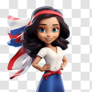 Costa Rica Independence Day - Animated Girl With Ribbon Transparent PNG