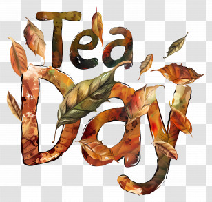 International Tea Day - Autumn Leaves Tea Day Text Transparent PNG