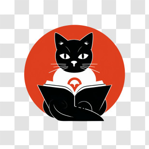 Cat Reading Book
 - Black Cat Reading A Book Transparent PNG