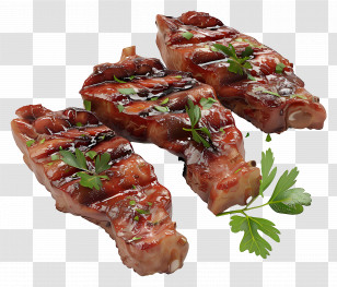 Cooked Meat - Grilled Barbecue Ribs Transparent PNG