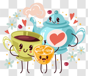 Tea - Cute Teapot, Cup, And Orange Transparent PNG