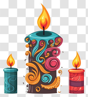 Candles - Artistic Wax Candles With Decorative Patterns Transparent PNG