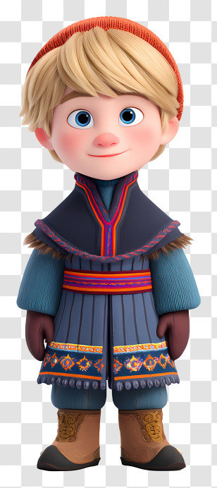 Frozen Kristoff - Boy In Traditional Blue Outfit Transparent PNG
