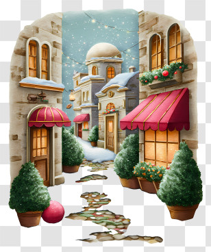Holiday Market Alley - Snowy Festive Alleyway In Town Transparent PNG