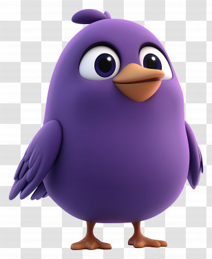 Cute Bird - Purple Cartoon Bird With Big Eyes Transparent PNG
