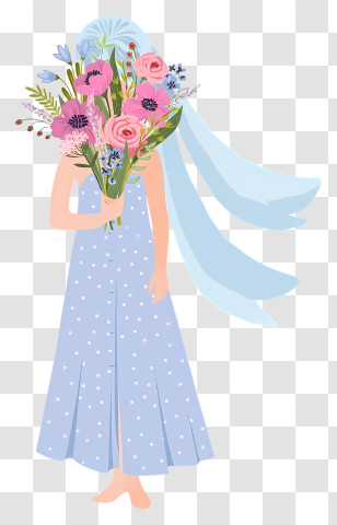 Bride Holding A Bouquet - Woman With Pink Bouquet Transparent PNG