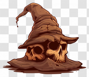 Halloween Cap - Spooky Witch Hat With Skulls Illustration Transparent PNG