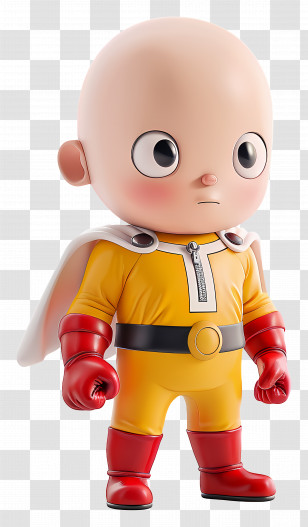 One Punch Man - Chibi Superhero In Yellow Suit Transparent PNG