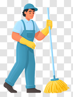 Indian Cleaner Cleaning - Janitor Cleaning With Mop Transparent PNG