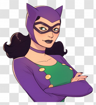 Catwoman - Masked Woman In Purple And Green Outfit Transparent PNG
