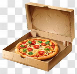 Pizza In A Box - Freshly Baked Pizza In Delivery Box Transparent PNG
