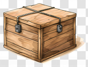 Cargo Wooden Box - Locked Wooden Crate Illustration Transparent PNG