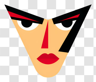 Sigma Face Emoji - Abstract Face With Geometric Shapes Transparent PNG