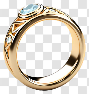 Realistic 3d Style Wedding Ring - Gold Ring With Gemstone Transparent PNG