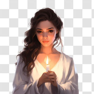 Commemorate With Candle - Illustration Of Woman Holding Candle Transparent PNG