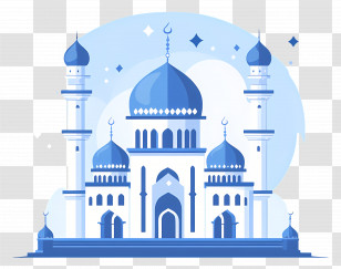 Masjid - Artistic Blue Mosque Illustration Transparent PNG