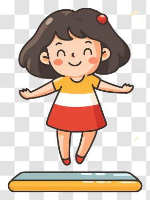 Girl Jumping On Trampoline - Joyful Girl Jumping Transparent PNG