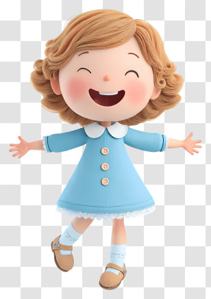 Little Girl Dancing - Joyful Girl In Blue Dress Transparent PNG