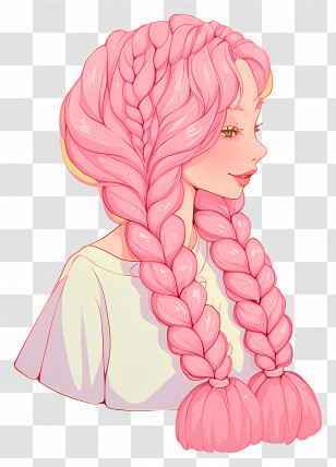 Girl With Pink Hair - Girl With Stylish Pink Braided Hair Transparent PNG