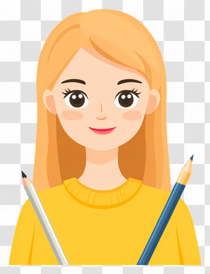 Girl Student - Girl With Pencils Ready For Drawing Transparent PNG