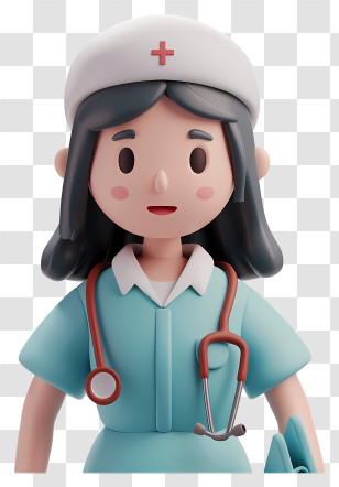 Nurse - Cartoon Nurse Character In Medical Uniform Transparent PNG
