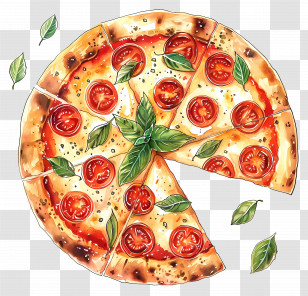 Pizza Margherita - Pizza With Tomatoes And Basil Topping Transparent PNG