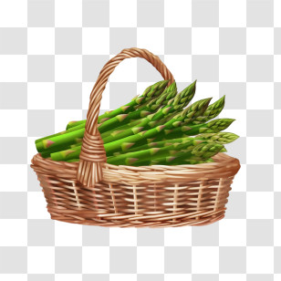 Asparagus - Basket Of Fresh Green Asparagus Spears Transparent PNG
