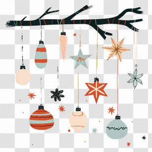 Christmas Decoration - Beautiful Christmas Decor Hanging On Branch Transparent PNG