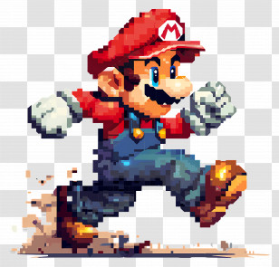 8 Bit Mario - Pixelated Character Running In Retro Style Transparent PNG