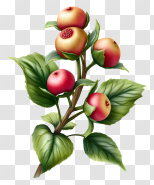 Stems And Buds - Colorful Fruit Plant Illustration Transparent PNG