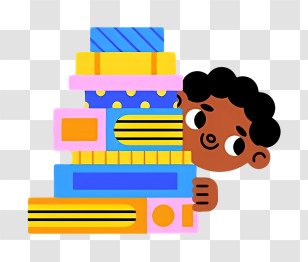Cartoon Study - Child Peeking From Behind Colorful Books Transparent PNG