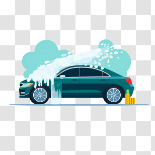 Car Wash - Car Washing Illustration With Soap And Bubbles Transparent PNG