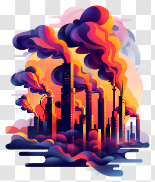 Air Pollution - Colorful Illustration Of City Pollution Transparent PNG