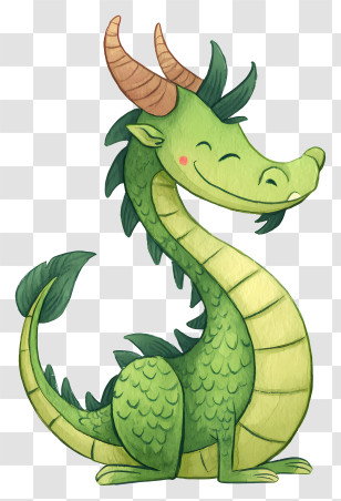 Cute Green Dragon - Cute Green Smiling Dragon Transparent PNG